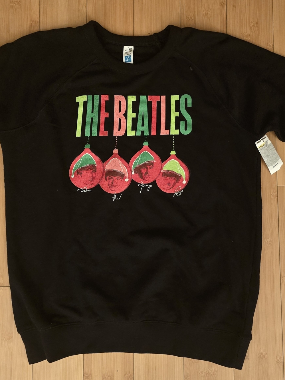 The Beatles Black Sweatshirt with Red & Green Graphic